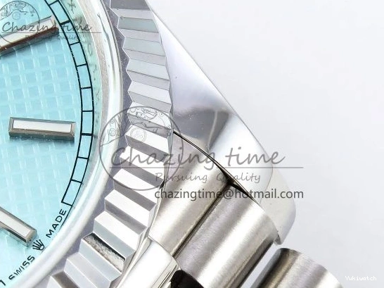 Weight) DayDate Ice JDF Steel 40 904L on SS VR3255 Bracelet Textured Blue President V3 (Gain Dial 0114